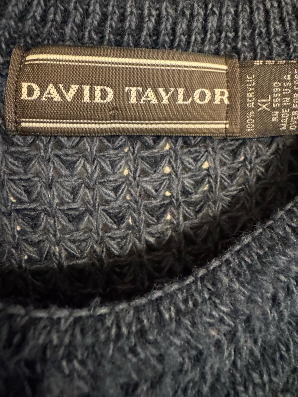 David Taylor Navy Blue Chunky Knit Pullover Sweater - Picture 2 of 2